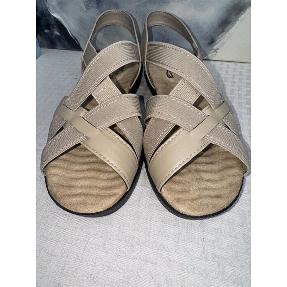 Easy Street Comfort Wave Janice Size 9 W Womens Slip On Sandal Natural Gore - Picture 5 of 11